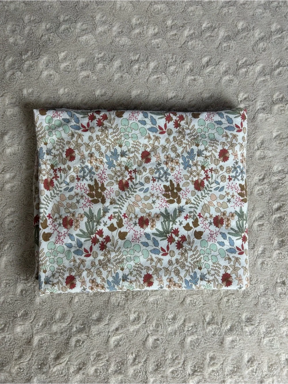 Baby Essentials Floral Leaf Swaddle Blanket Stretch Knit Tan White Green Blue